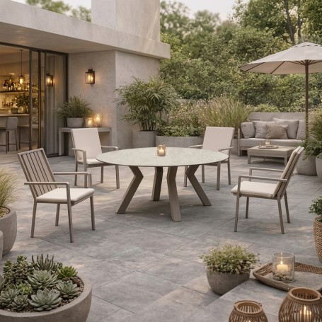 Conjunto Mesas y Sillas para Jardin Veneto Piedra / Paola