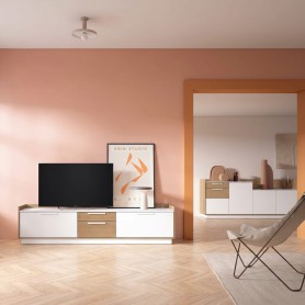 Composición de Salón Chill 118 - Blanco Mate Naturale Rayado