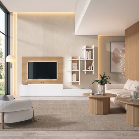 Composición de Salón Essential 330 - Blanco Mate Naturale Rayado