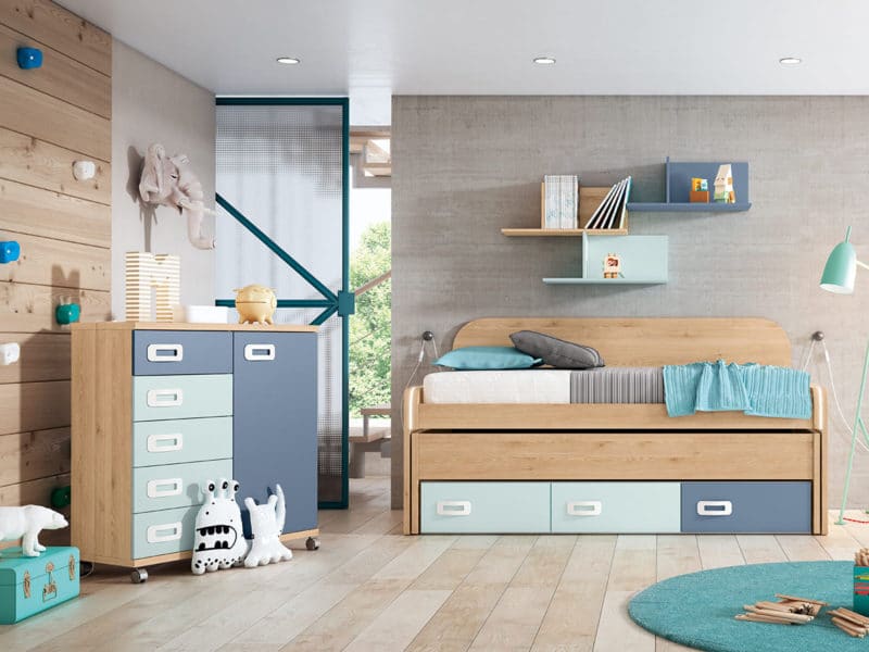 ▷ Dormitorio juvenil con cama compacto
